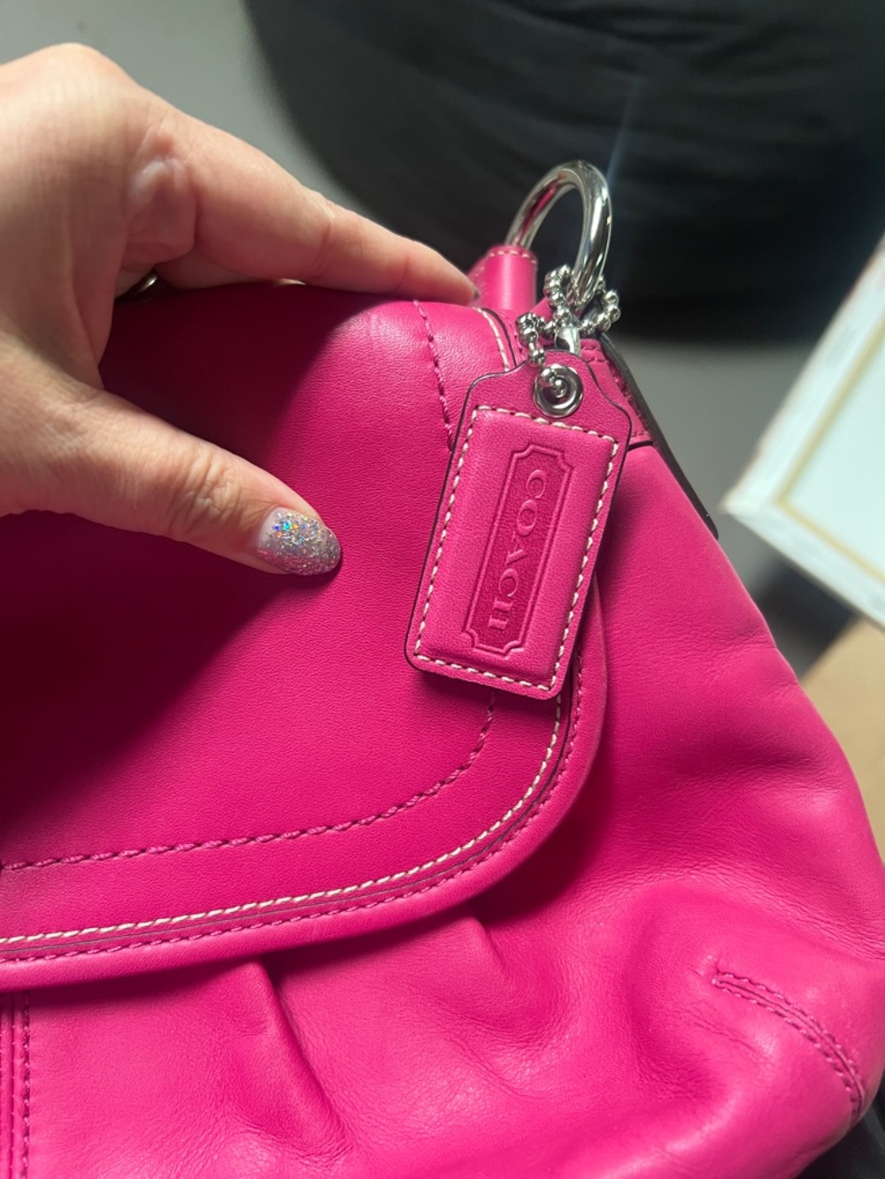 Coach Hot Pink/Magenta Smooth Leather Front Flap Shoulder Bag - Picture 5 of 10